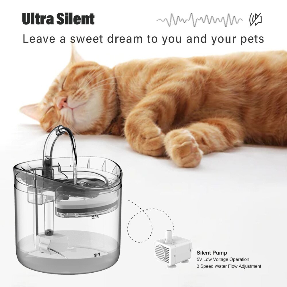 Fuente de agua inteligente para gatos, dispensador de agua transparente con grifo para perros, bebedero para mascotas, filtros, alimentador, Sensor de movimiento, 2L