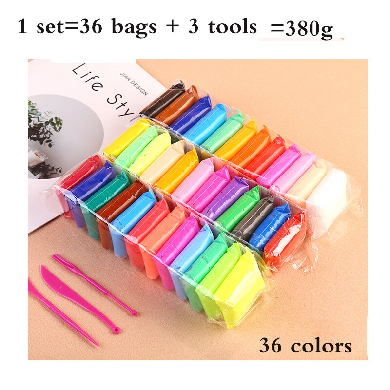 36 Colors Arcilla Polimerica Air Dry Light Clay Set слайм Educational Toy Colorful Plasticine Polymer DIY Light Clay: Default Title