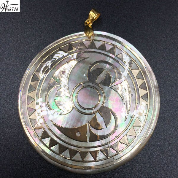 , joyería de , colgante con forma de corazón redondo de concha de perla para hombre y mujer, WB670: Round MC7138