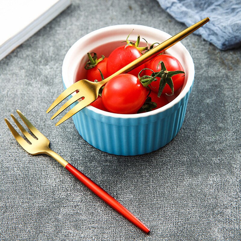 Uds Tenedor de fruta de lujo 304 de acero inoxidable de oro tenedores para tartas de postre pequeño tenedor de torta en La tenedor para caracoles restaurante