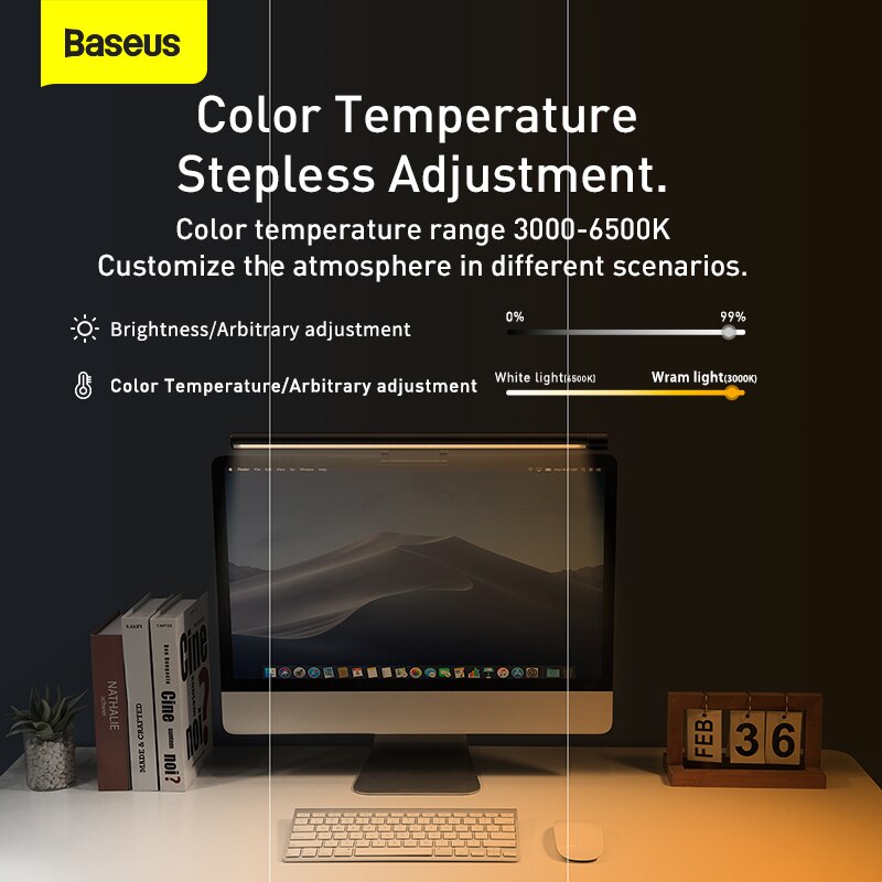 Baseus Computer Bildschirm Licht LED Bar Schreibtisch Lampe PC Monitor Bar Hängen Tisch Lampe Büro Lesen Stufenlose Dimmen USB Nacht licht