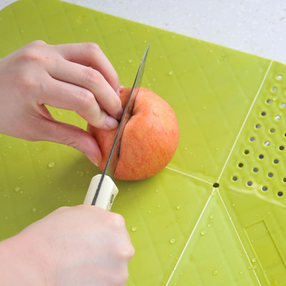 Multifunctionele Opvouwbare Spoelen Chop Board Groenten Fruit Snijplank Zeef Snijplank Multifunctionele Keuken Tool Groen MYDING