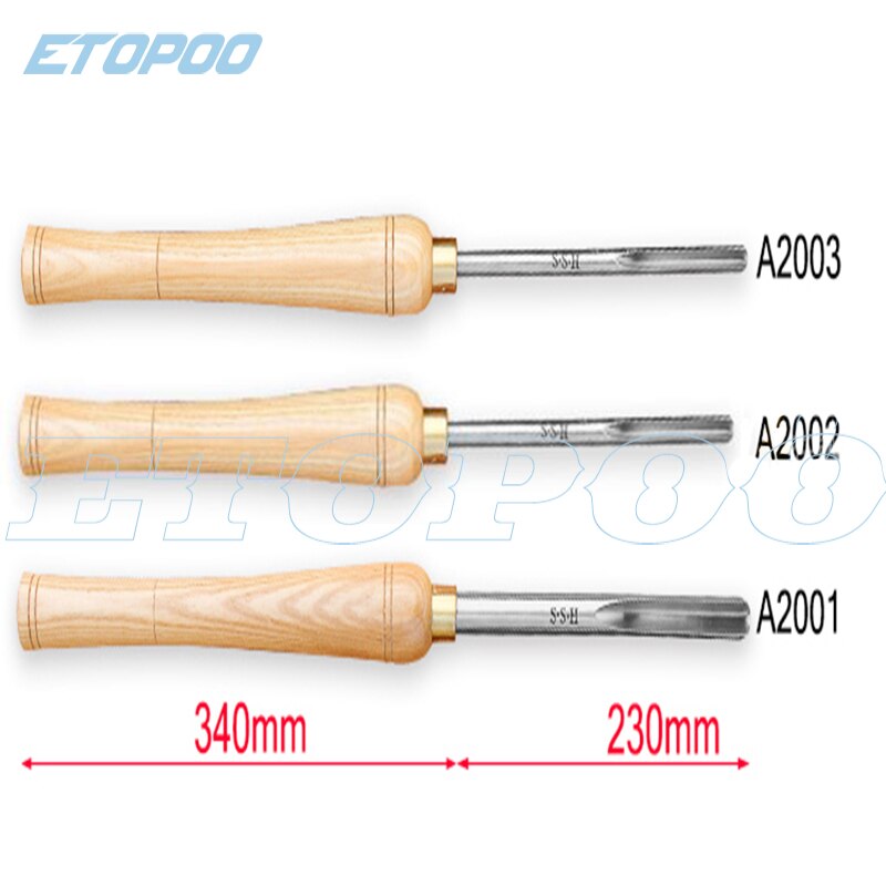 Set Sgorbie Per Tornio In HSS 1-3 Pezzi A2001/A2002/A2003 Per Ciotole In Legno, Lunghezza Totale 570 Mm, Durezza HRC 57-62