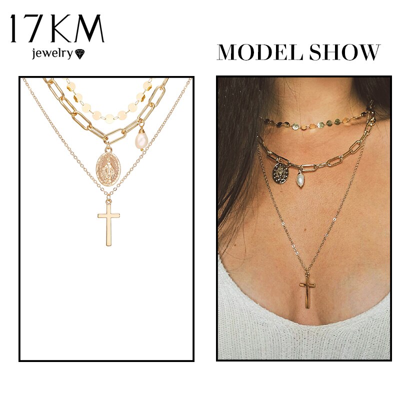 Vintage Multi Layer Lock Necklaces Chain For Women Gold Heart Key Pendants Necklace Party Jewelry: CS5211