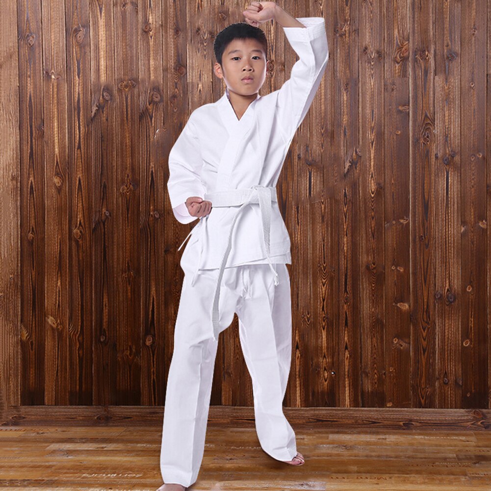 White Karate Uniform Belt Belt Taekwondo Suit Adult Children Women Men Kung Fu Training Workout Clothes