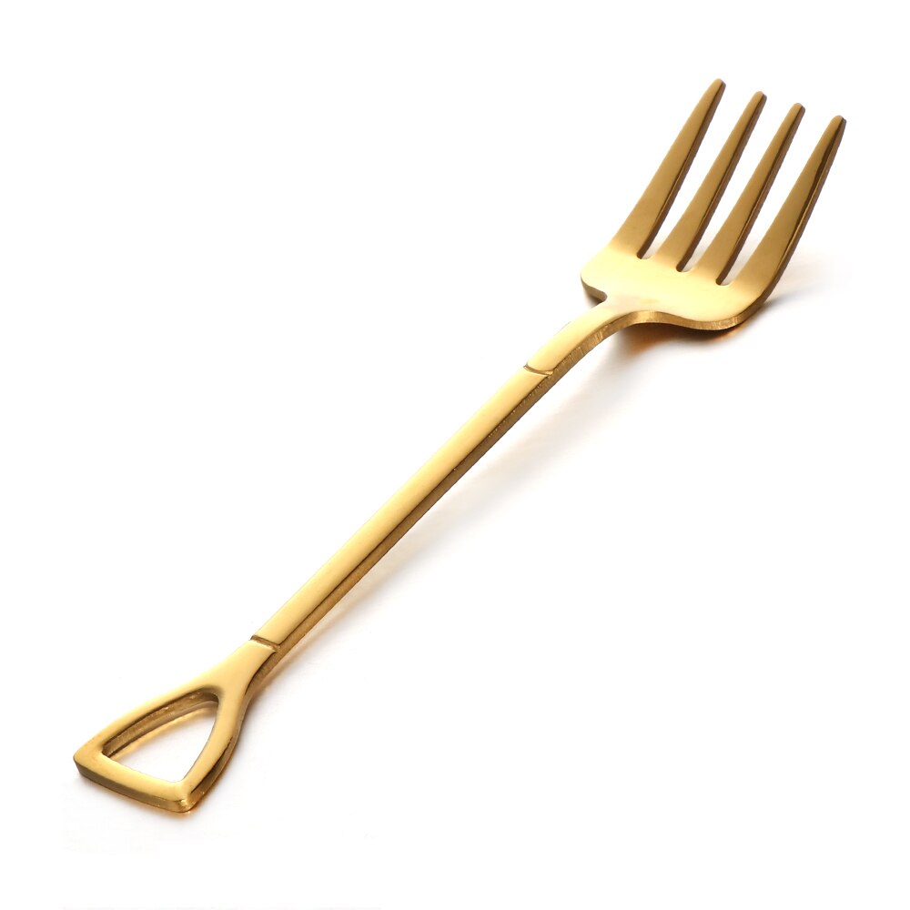 Shovel Shape Spoon Fork Long Handle Multi-color Soup Coffee Ice Cream Tea Spoon Stainless Steel 12.2*2.2cm For Home Kitchen Kids