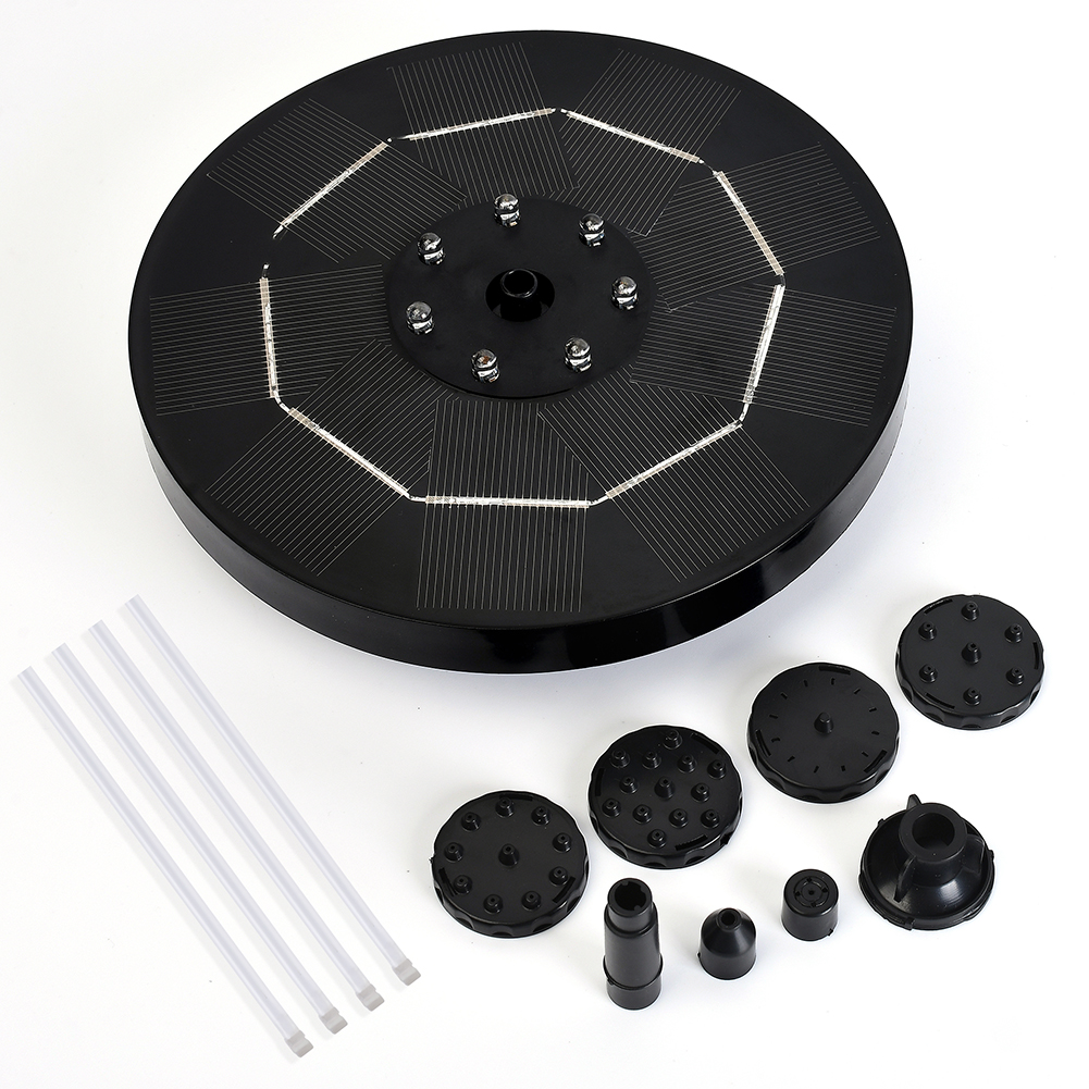 16cm Solar Water Fountain Pool Pond Waterfall Garden Decoration Outdoor Bird Bath Solar Powered Fountain Floating: 3.5W Black