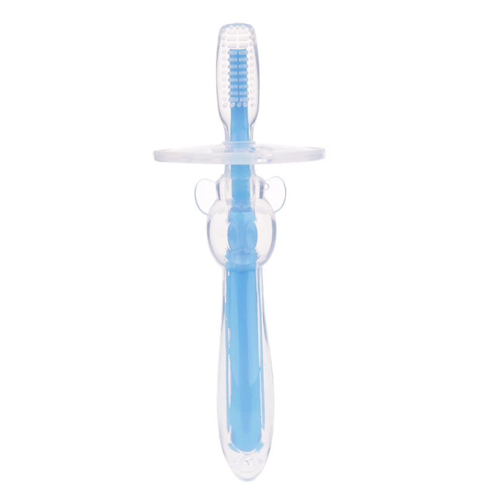 1PC chico s de silicona suave cepillos dentales de entrenamiento bebé niños Dental Cuidado Oral cepillo de dientes de bebé chico cepillo de dientes artículos de bebé: Blue