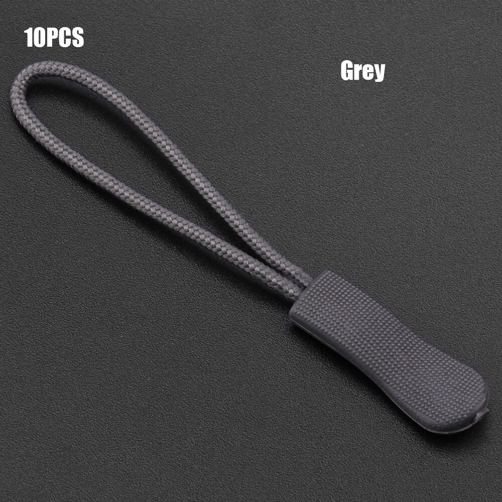 10 Pcs Zipper Pull Puller End Fit Rope Tag Fixer Zip Cord Tab Replacement Clip Broken Buckle Travel Bag Suitcase Tent Backpack: Grey