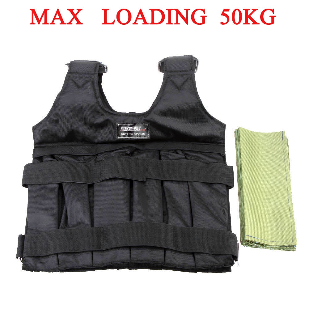 Max Loading 20kg/50kg Adjustable Weighted Vest Weight Jacket Fitness Boxing Training Waistcoat Invisible Weightloading Sand: 50KG