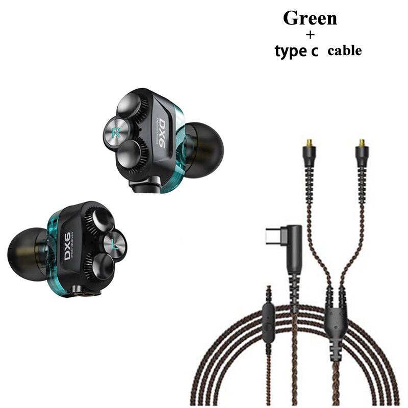 Plextone DX6 Lösen Sport Kopfhörer Kombinierbar Bluetooth 5,0 3,5mm HIFI Stereo Bass kopfhörer TYP C Verdrahtet Ohrhörer MMCX Kabel: green type-c mic