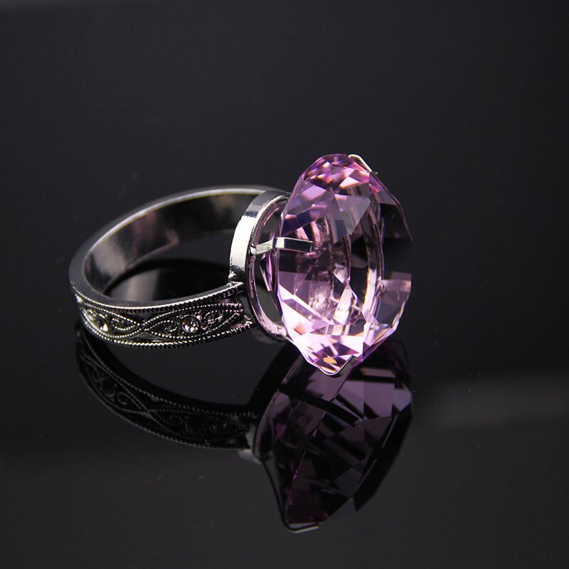 Crystal Glass Diamond Napkin Rings Table Decoration Crafts Wedding Banquet Dinner Party Birthday Home Ornaments 11 Colors: pink