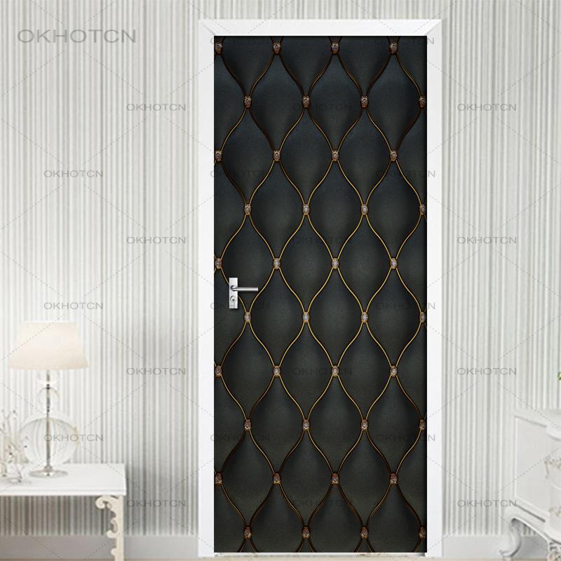 Door Stickers DIY 3D Mural Decal For Living Room Bedroom Modern Home Decor Wallpaper PVC Self Adhesive Waterproof Door Stickers