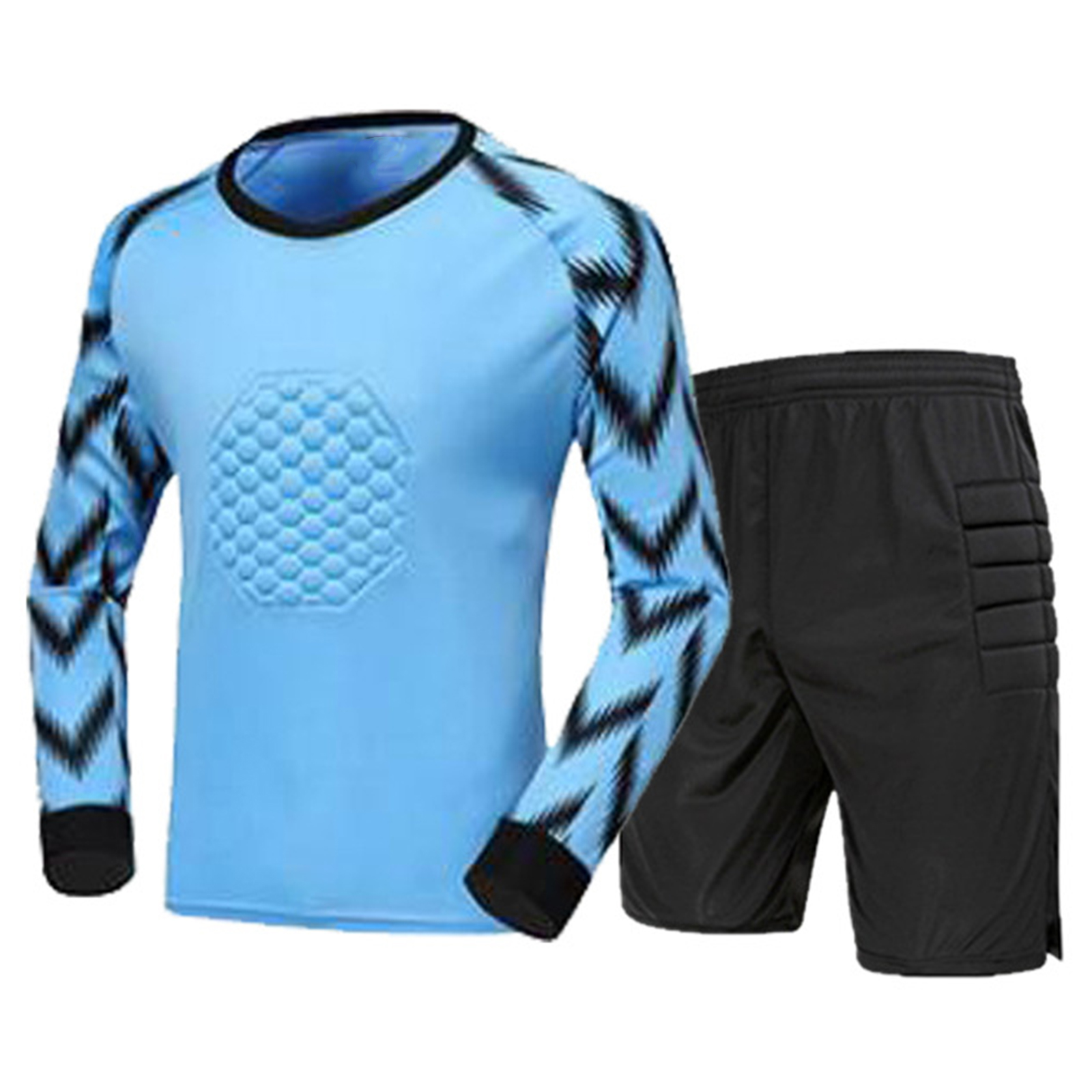 Kids Boys Soccer Goalkeeper Outfit Football Basketball Game Training Uniform Long Sleeve Soft Padded Top with Shorts Sportswear: S / GRAY