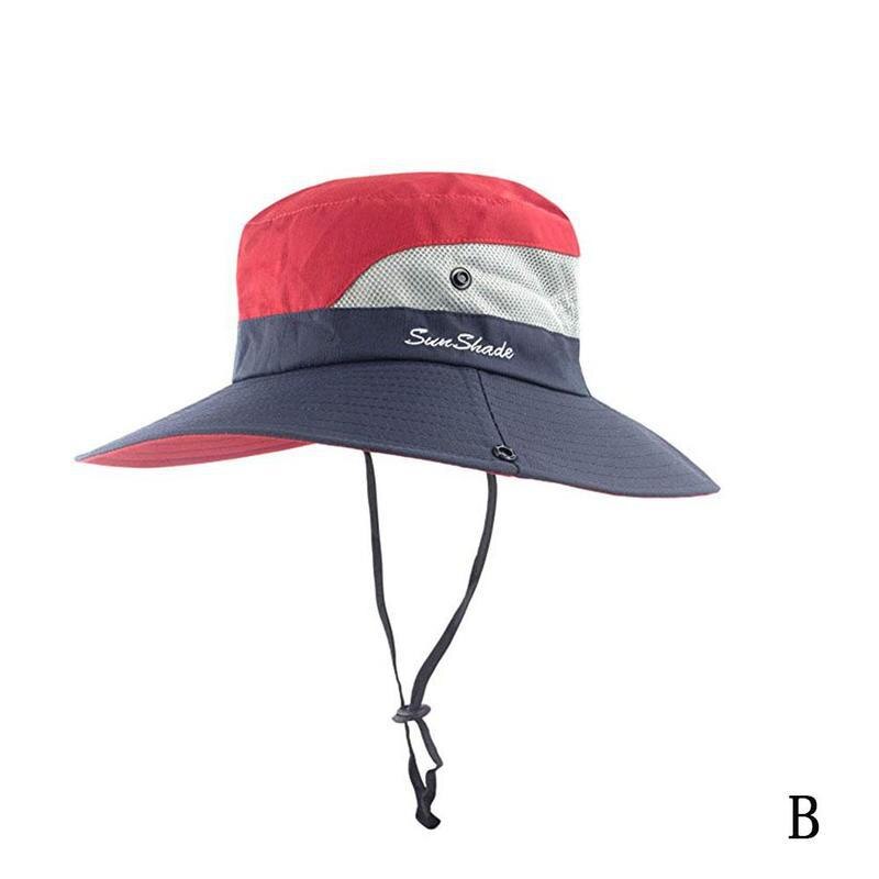 Fisk hat hat sol uv beskyttelse upf 50+  sol hat spand sommer mænd kvinder lange store brede rand bob vandreture udendørs hat: B