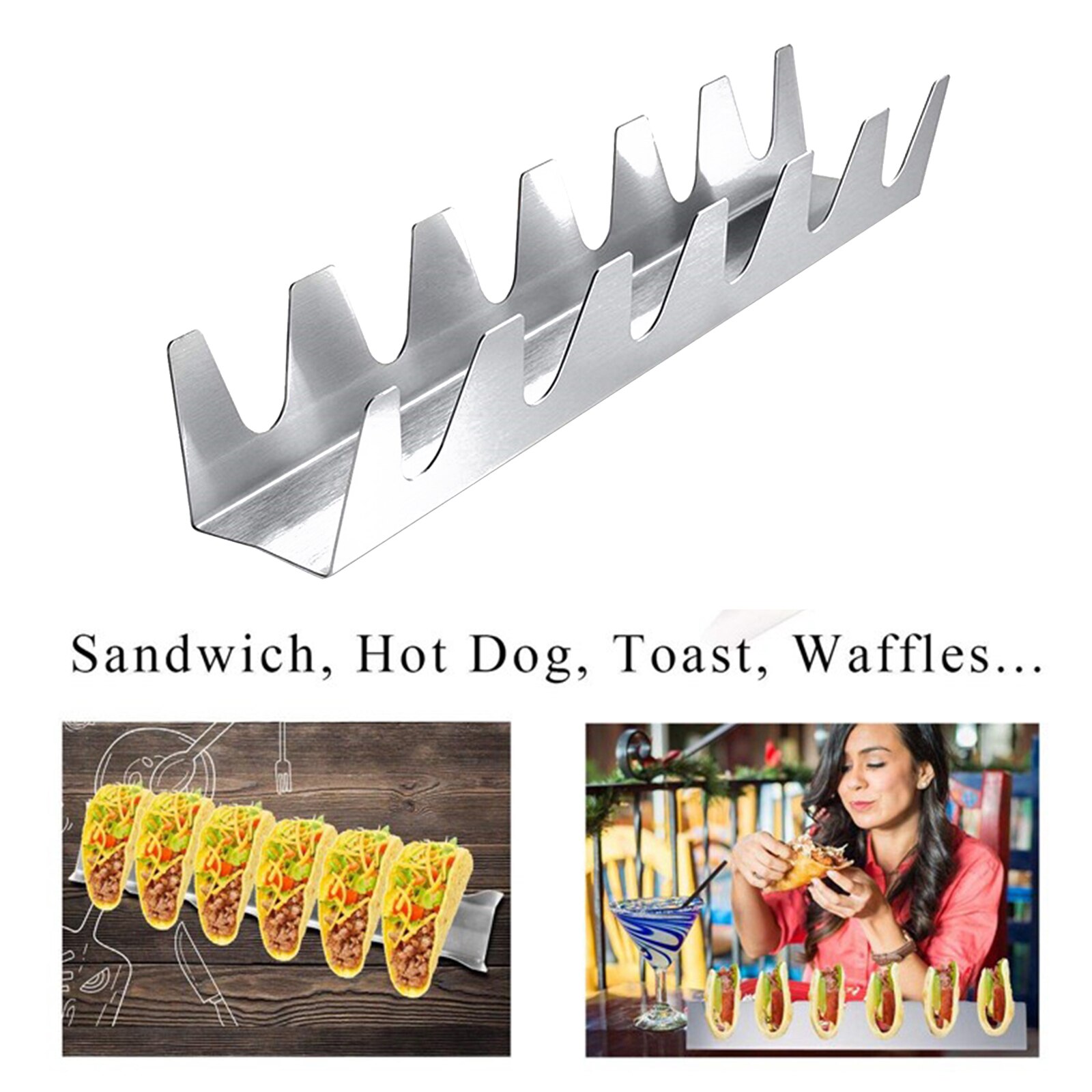Taco Holder Tray Stand Rack Server Holds 6 Tacos for Mexican Pancakes Tortillas Oven Grill Dishwasher Large Capacity