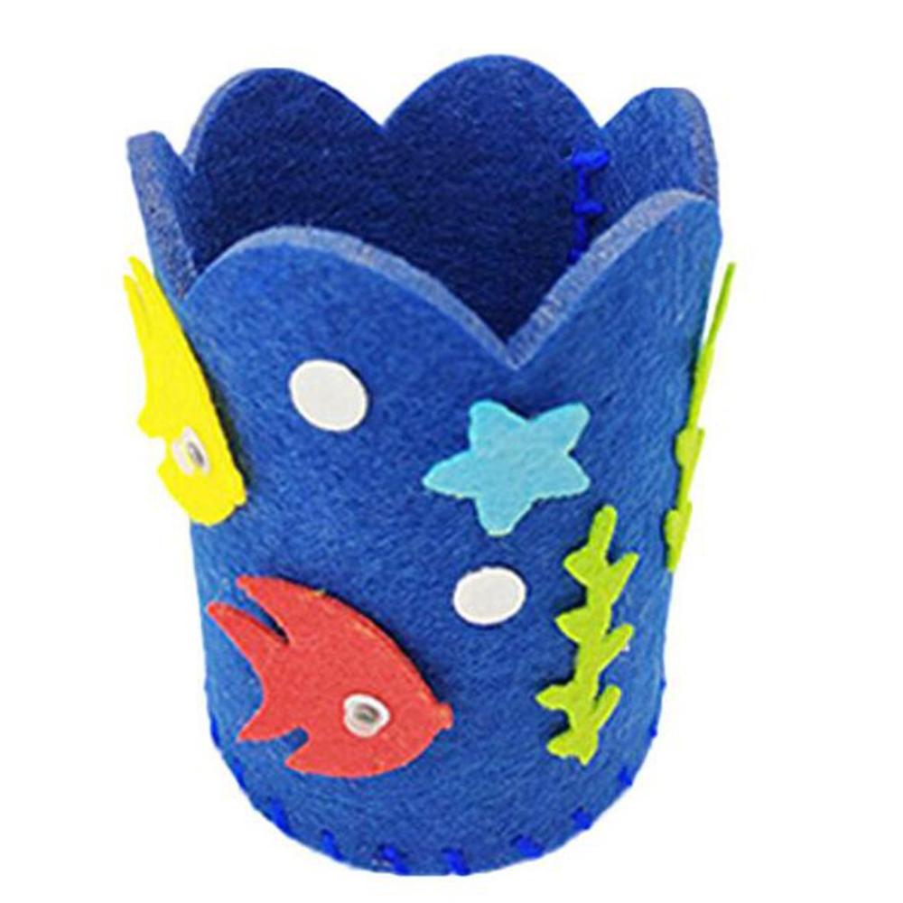 1 PCS Kinderen Creatieve Geweven stof Pen Houder Kerstcadeau Creatieve Decoratie Benodigdheden Kids DIY Handgemaakte Ambachten Art Speelgoed: Marine blauw