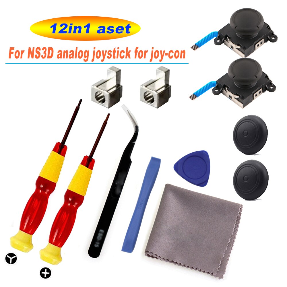 3D Analog Joycon Joystick Thumb Sticks Sensor Replacements Accessories For Nintend Switch Joy Con Controller Housing w/ Tool Kit: 12in1A