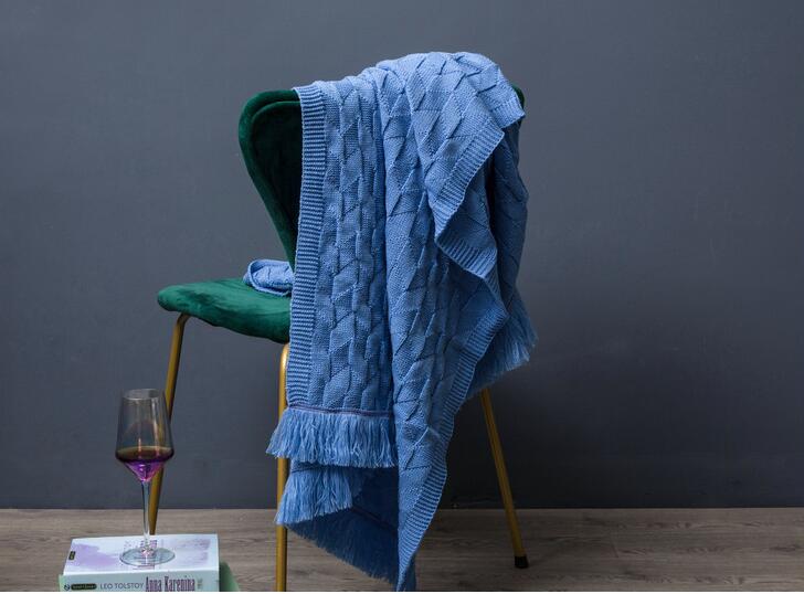 Nordisk vintage linger strikket tæppe sengeende tæppe sofa håndklæde seng ende håndklæde betræk  fg1310