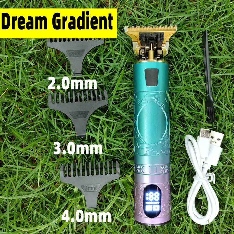 2022 Electric Hair Clipper Rechargeable 0mm Shaver Beard Trimmer Men Hair Cutting Machine Beard Barber Hair Cut: Dream Gradient