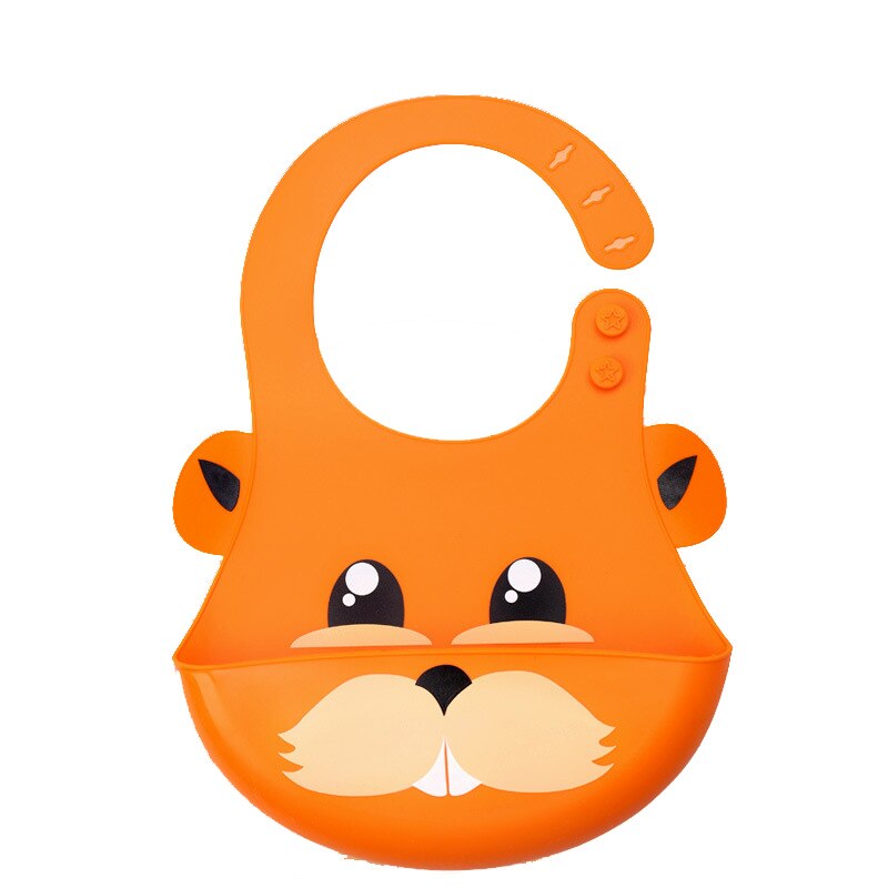 XCQGH Neugeborenen Baby Lätzchen Wasserdichte Silikon Baby Schürzen Fütterung Bib Infant Speichel Handtücher Baby Cartoon Bib Baby EVA Baberos Bebe: orange rabbit