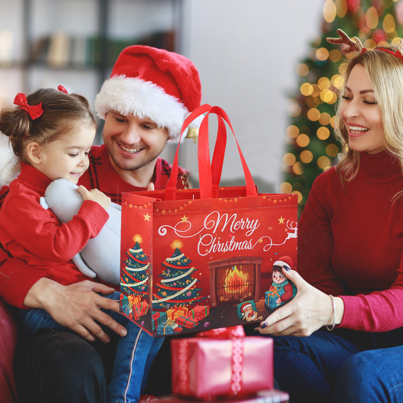 Sacs joyeux noël pour emballage , sacs pliables de noël, fourre-tout de noël, flocon de neige, rangement de du père noël