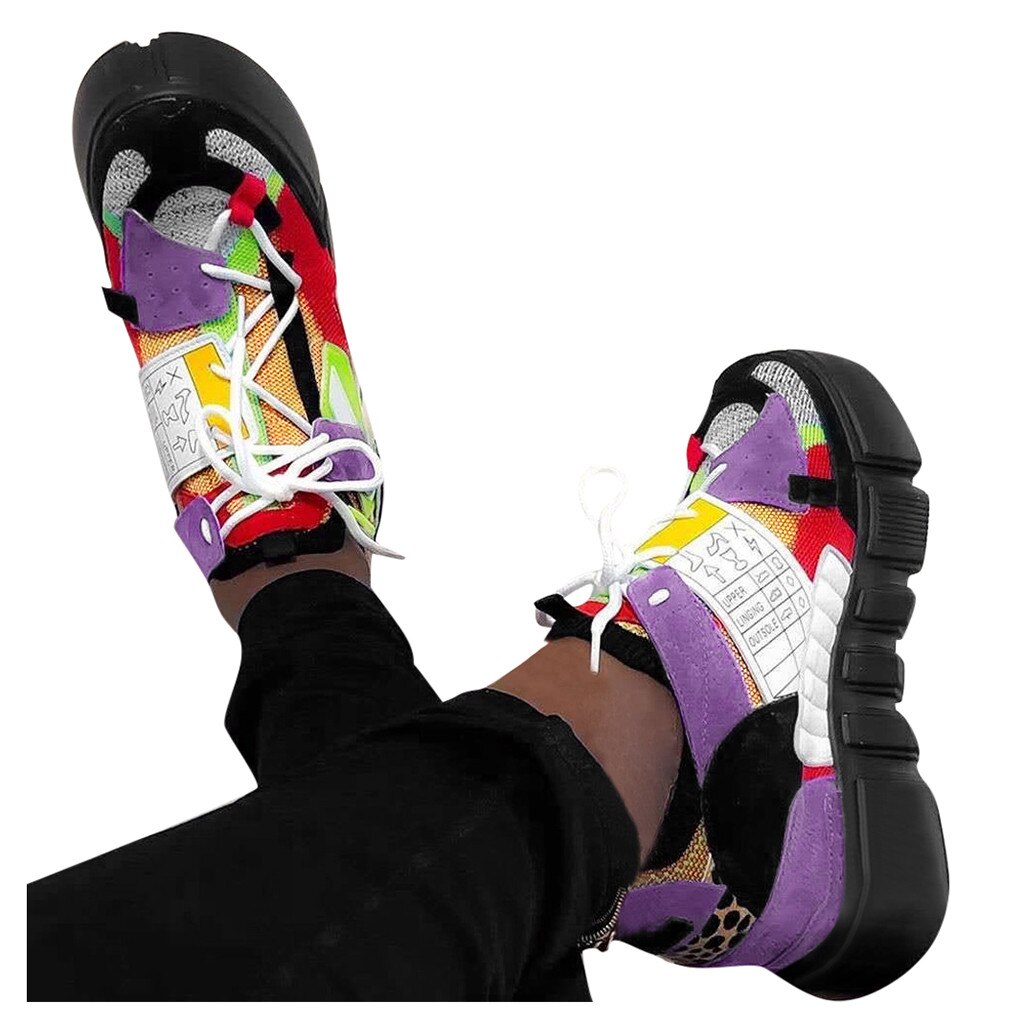 Womens Flats Shoes Lace-Up Round Toe Platform Mid-Cut Upper Platform Sneakers shoes for women sneakers platform #D