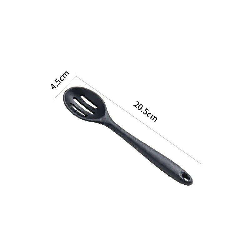 1Pcs Filter Spoon Heat Resistant Non-Stick Cooking Strainer Colander Long Handle Durable Silicone Heat Resistant Kitchen Tool: black