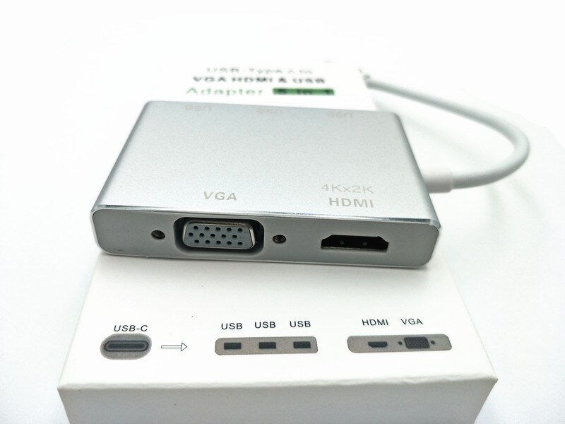 TYPE-C Naar Hdmi Vga + 3.0 Usb * 3 USB-C 5 In 1 Naar Hdmi + Vga