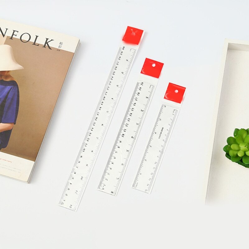 517A Clear Ruler Plastic Ruler15/20/30cm Drafting Tools Measuring Tools Ruler Set Ruler inches &amp; Centimeters Kid's Ruler