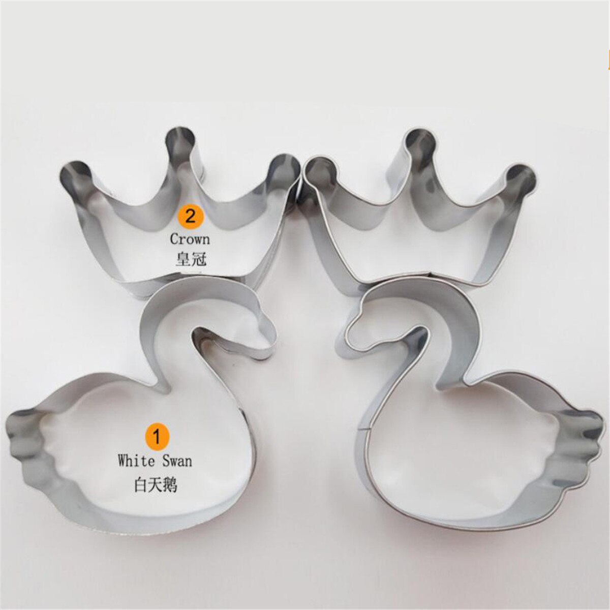 2 Stks/partij Rvs Prinses Kroon Cookie Cutter Romantische Swan Party Cake Mallen Biscuit Cutters Bakken Tool Mould Stamp