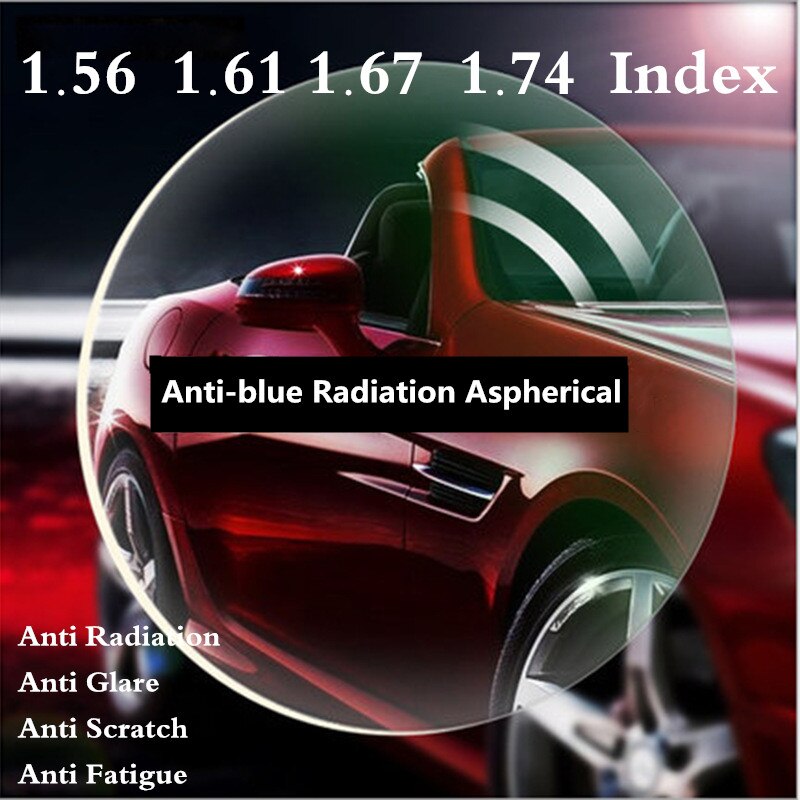 1.56 1.61 1.67 1.74 indice lentille optique Prescription myopie asphérique presbytie anti-rayures résistant aux rayures