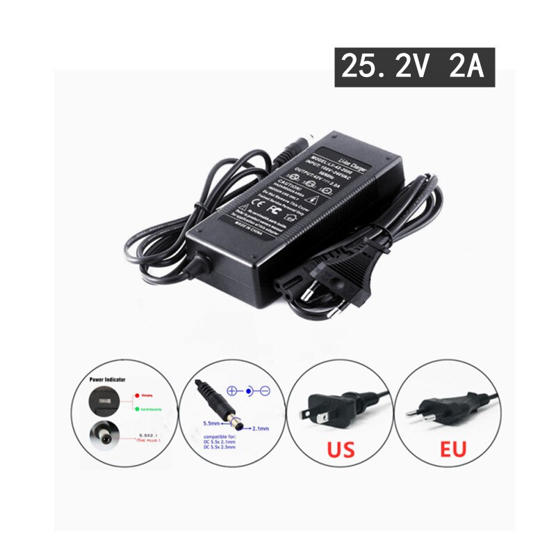 24V 6Ah 25.2V 6S1P 18650 Li-Ion battery pack lithium batteries for electric motor bicycle ebike sccooter toys drill with BMS: chargerX1