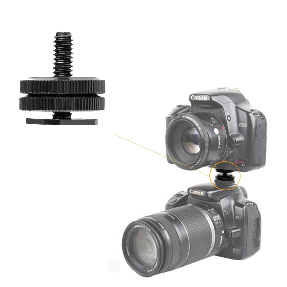 Camera 1/4 "-20 Flash Shoe Mount Adapter w/Dubbele Noten Statief Schroef Converter voor DSLR camera Rig Monitor LED Video Licht