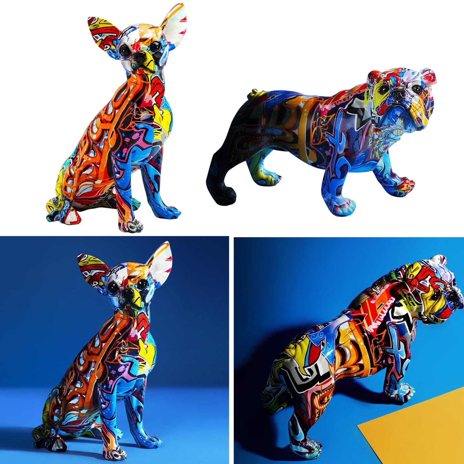 Teddybeer Zittend Luxe Beeld 34cm Graffiti - Kunst & Decoratie