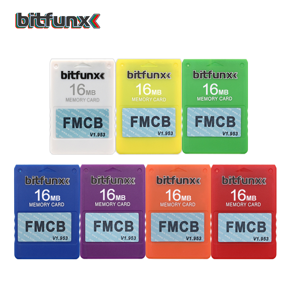 Bitfunx Video Game Geheugenkaart Fmcb Kleuren Voor Sony Playstation 2 PS2 Memoria Card 16Mb Mod Opl Hd Kleurrijke