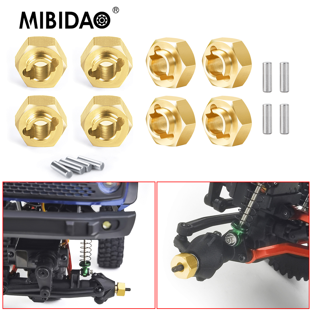 MIBIDAO-cubierta diferencial de latón, nudillo de dirección, adaptador hexagonal, acoplador de peso para Axial SCX24 1/24 RC, piezas de mejora de coche, accesorios