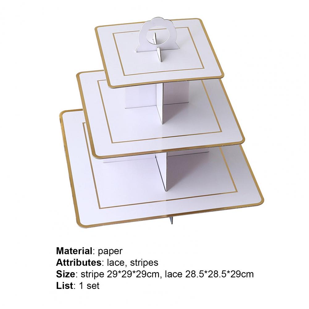 3-Layer Cup Cake Stand Square Cupcake Holder Durable Exquisite Dessert Holder Stand Wedding Party Decor Foy Baby Birthday Party