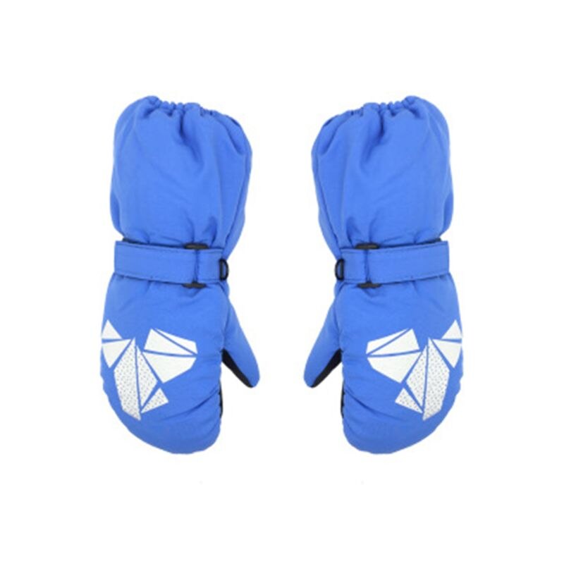 freundlicher Winter Warme Handschuhe Jungen Mädchen Geometrische Druck Dicken Fäustlinge Winddicht Wasserdichte draussen Ski Handschuh: Blau