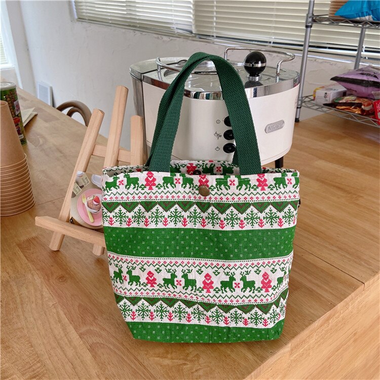 Small fresh and reusable portable lunch bag lunch bag female mini hand carrying small cloth bag casual all-match lunch bag: 7