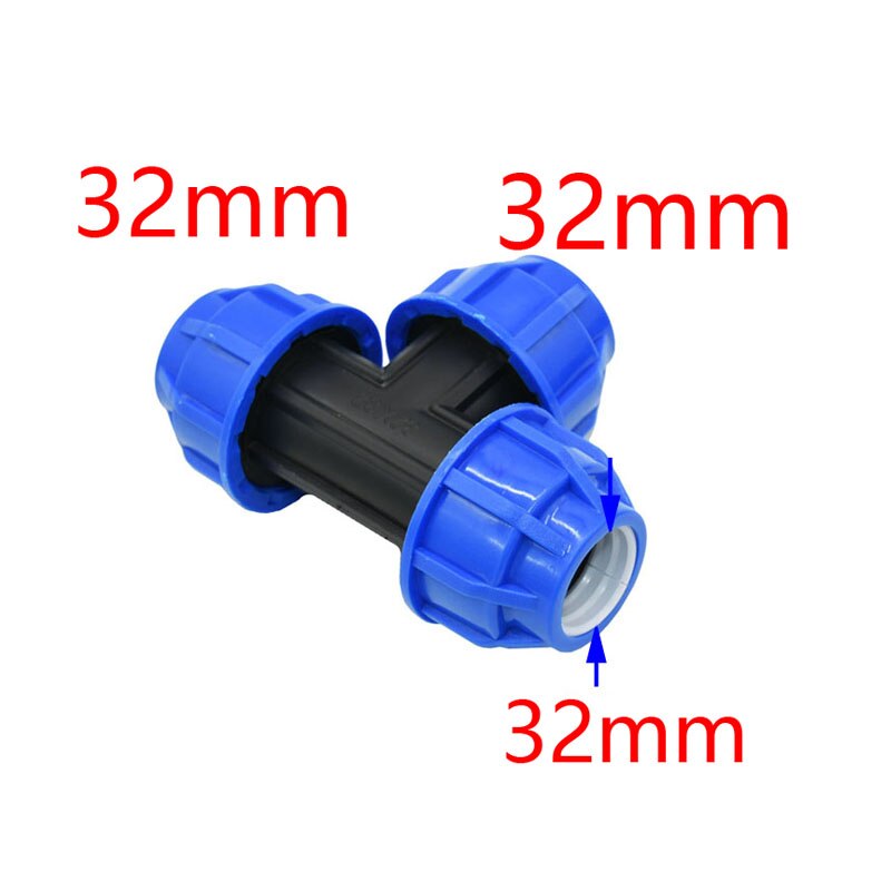 T-type 20mm 25mm 32mm pvc pe tube tee water splitter 1/2 3/4 1inch water pipe reducing tee connector 1pcs: 32x32x32