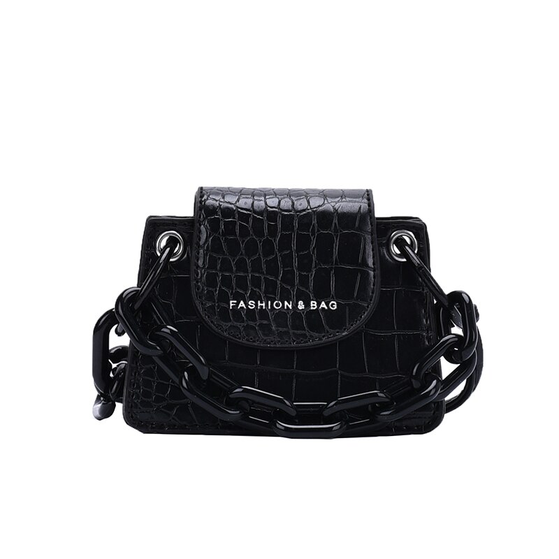 Handtaschen für frauen solid krokodil PU Leder umhängetaschen für frauen Mini frauen Schulter Umhängetasche: Black