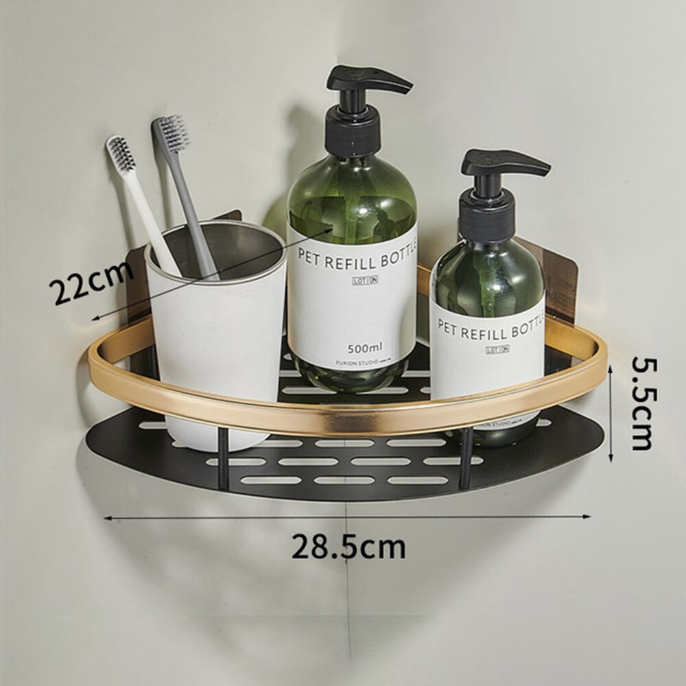 Badeværelseshylder borefri hjørnehylde brusekabine opbevaringsstativ shampooholder toiletorganiser badeværelsestilbehør sæt: Trekant tykkere
