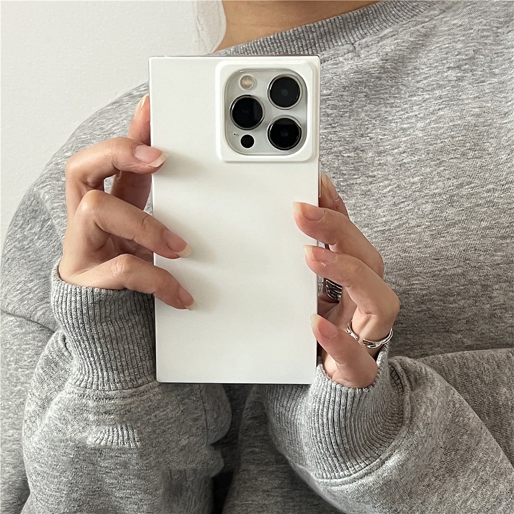 Funda de teléfono con marco cuadrado de lujo para iPhone, cubierta trasera suave, protección de cámara, , minimalista, Simple, UniSex, 15, 14, 13 Pro Max