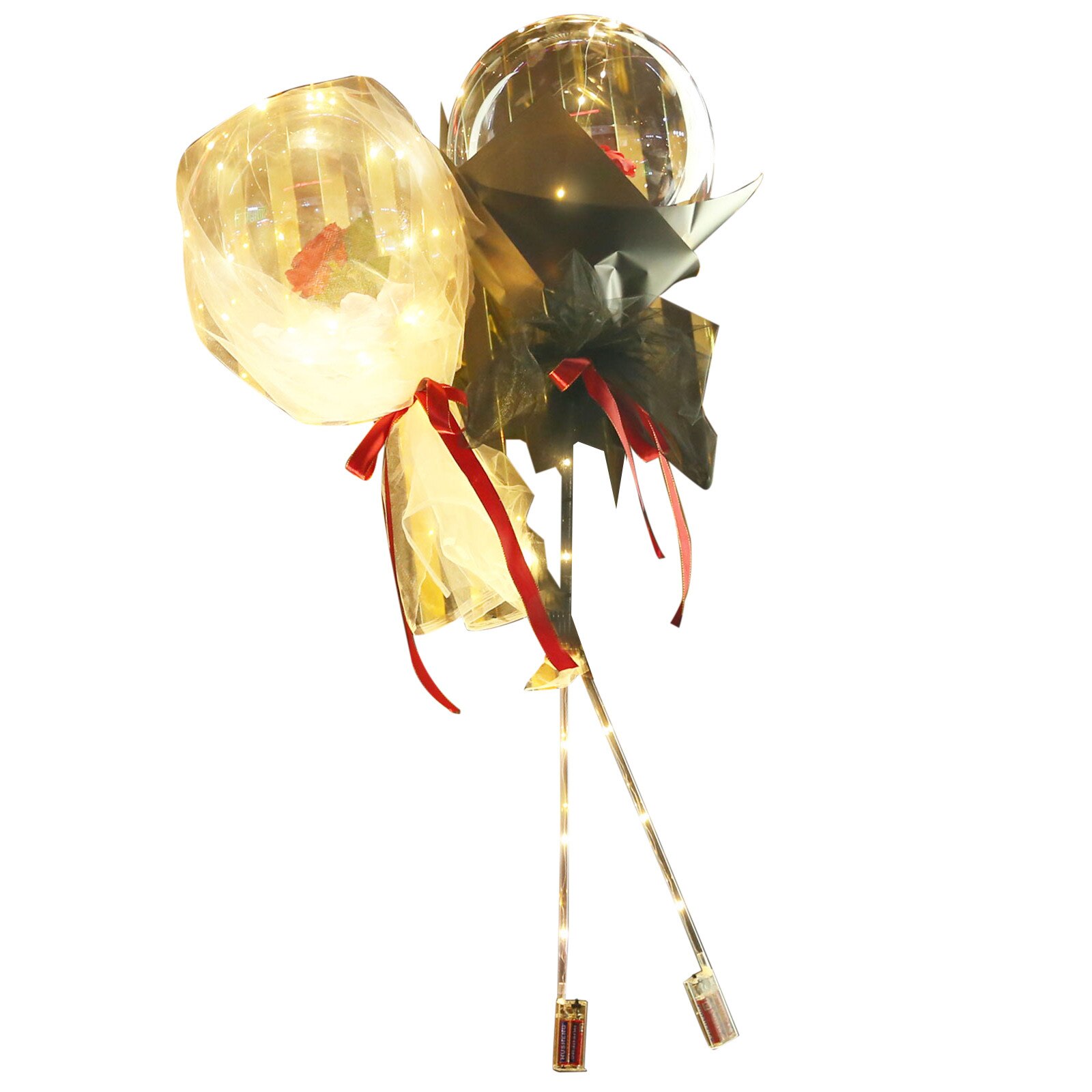 Diy Led Light Met Rose Bloem Ballonnen Verjaardag Bruiloft Decors Transparante Bloem Ballen Led Lichtgevende Ballon Rose Boeket #43