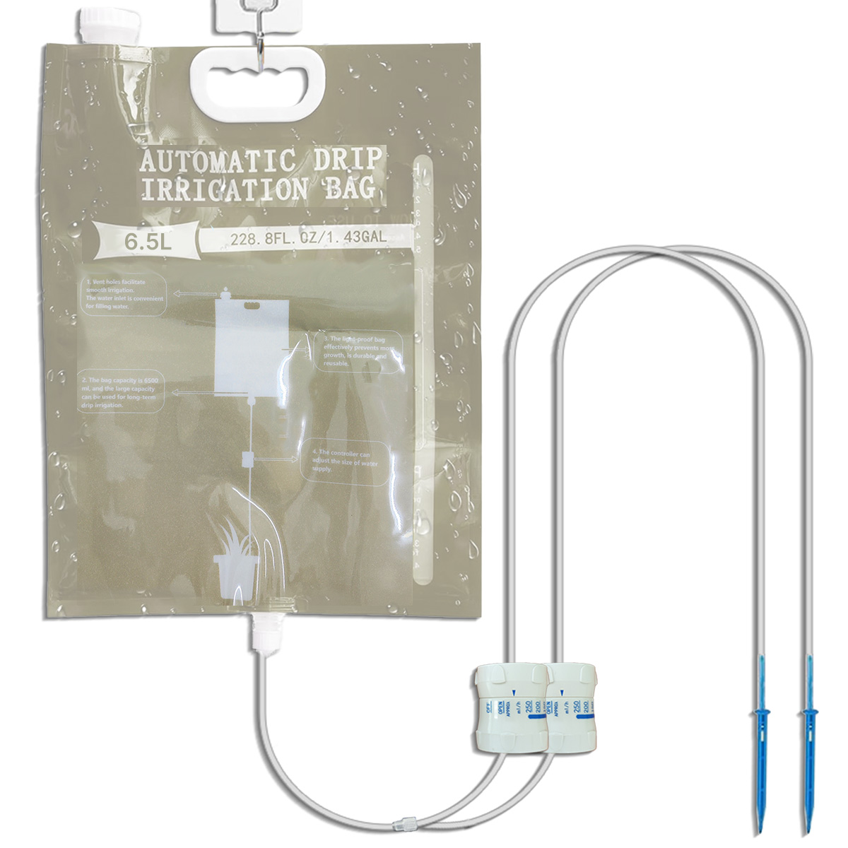 Dispositivo de riego automático de 5,2l/6,5l, Control de flujo de goteo de agua, mantenimiento de plantas y flores, bolsa de agua de riego