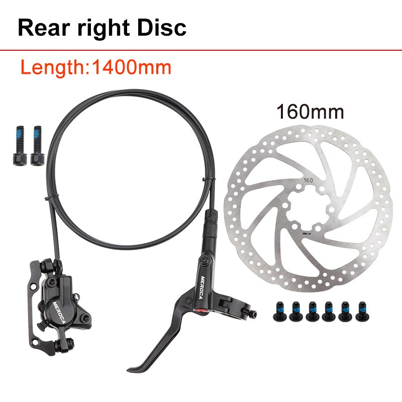 Meroca HD-M800 Aluminium Mtb Hydraulische Rem 160Mm Rotor 6-Pin Disc 800/1400Mm Mountain Fiets olie Rem Fiets Accessoires: Rear right Disc