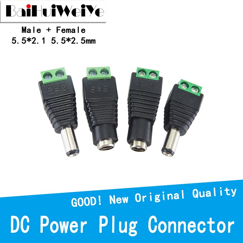 5 Pairs Dc Power Plug Connector 2.1Mm X 5.5Mm 5.5*2.5Mm Dc Connector Power Jack Adapter plug Kabel Connector Voor Led Strip Licht
