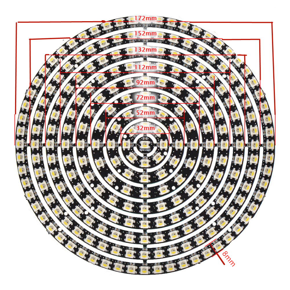 Decoratieve Led Strip Light Sk6812 Ring 1 8 12 16 24 32 40 48 60 93 241 Bits Sk6812 Rgbw Rgbww 2700-6500K Led Ring Dc 5V