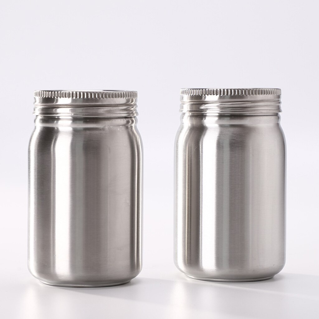 Mason Jar Silver, Stainless Steel Tumbler Jar with Lid and Straw, Sublimation Mugs Heat Transfer Travel Mugs